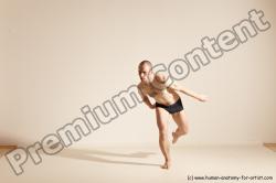 Underwear Gymnastic poses Man White Slim Bald Dancing Dynamic poses Academic